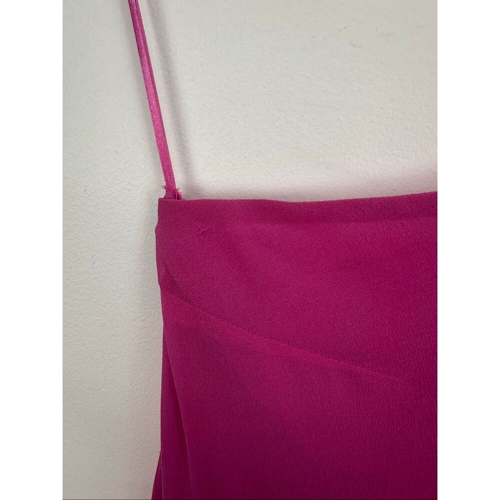 Express Women’s Vintage Y2K Pink Silk One Shoulder Slip Asymmetrical Hem Paisley - Picture 4 of 12